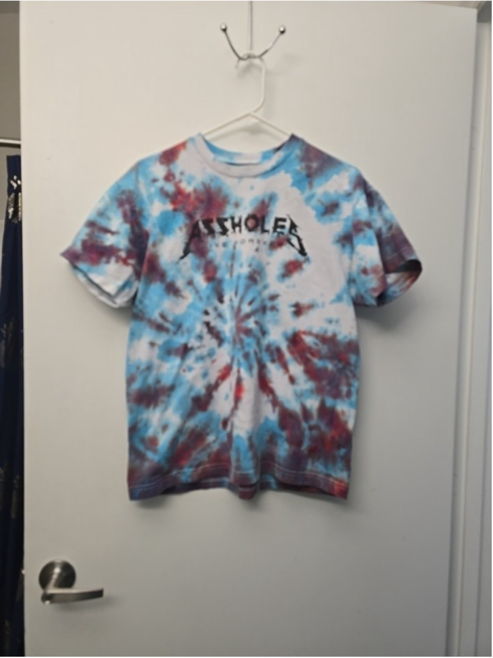 Assholes*s Live Forever T Shirt Large Tie-Dye Blue Red Tee Crew